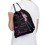 Queen Pink and Black Outdoor Drawstring Bag