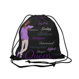 Queen Purple and Black Outdoor Drawstring Bag