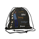 Young Sir Black and Gold Outdoor Drawstring Bag