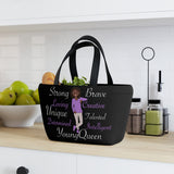 Purple and Black Lunch Bag