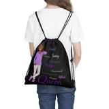 Queen Purple and Black Outdoor Drawstring Bag