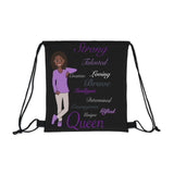 Queen Purple and Black Outdoor Drawstring Bag